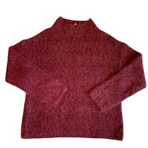 NWT Open Edit Y2K Boho Style Purple Fuzzy Moc Neck Boyfriend Cozy Sweater Small